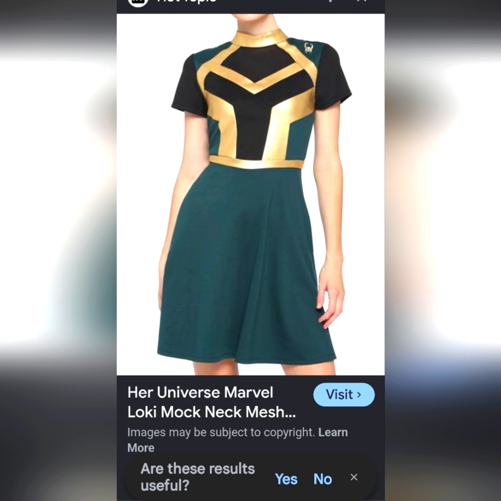 NWOT Marvel Her Universe Loki Midi Dress, Size 1